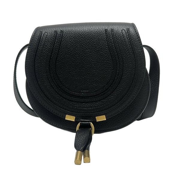 Chloe Mercy Small Saddlebag Black Calf Skin - Shoulder Bag 522-080925 - Picture 1 of 8